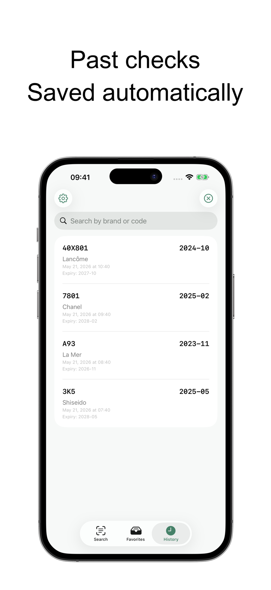 Mobile app lookup history screen